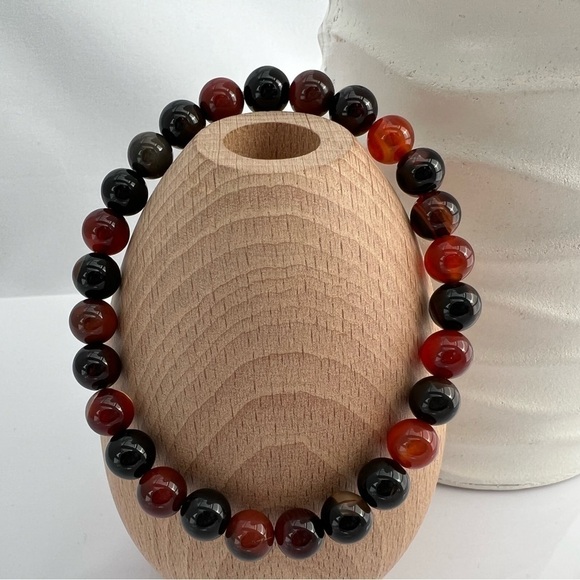 AUTUMN Colored Agate Beaded Stretch Bracelet - Picture 1 of 14